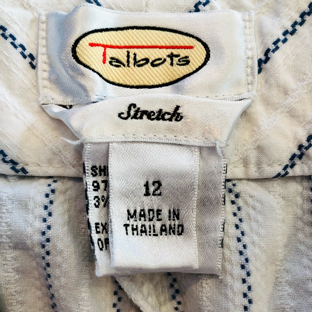 Talbots Striped White & Blue Pull-On Pants - Picture 7 of 9